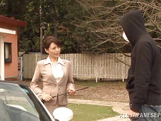 Glamorous Mature Japanese Stunner With Thick Fun Bags Getting Her Wooly Vulva Screwed In Car Before Providing Softcore Blowjob